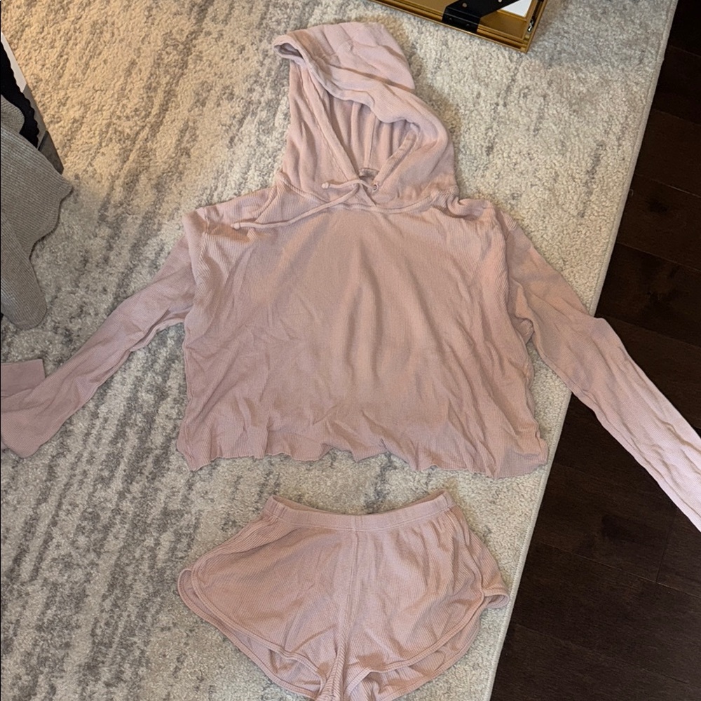 REVOLVE Blush Hooded Pajama Set